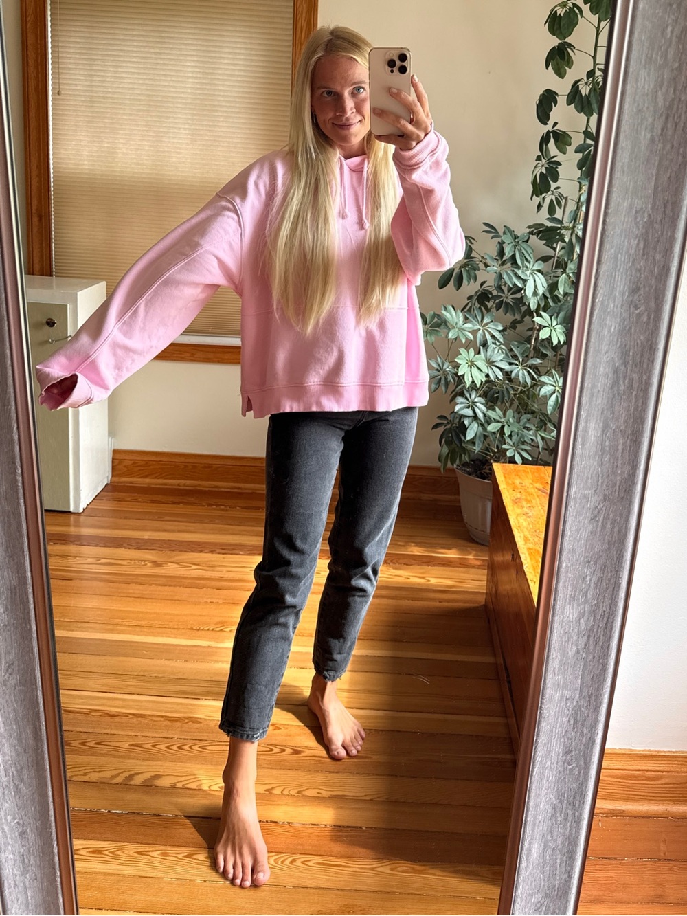 Pink oversize cozy hoodie sweatshirt